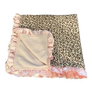 Starting Out Pink Leopard Print Baby Girl Blanket Security Minky Satin Edge